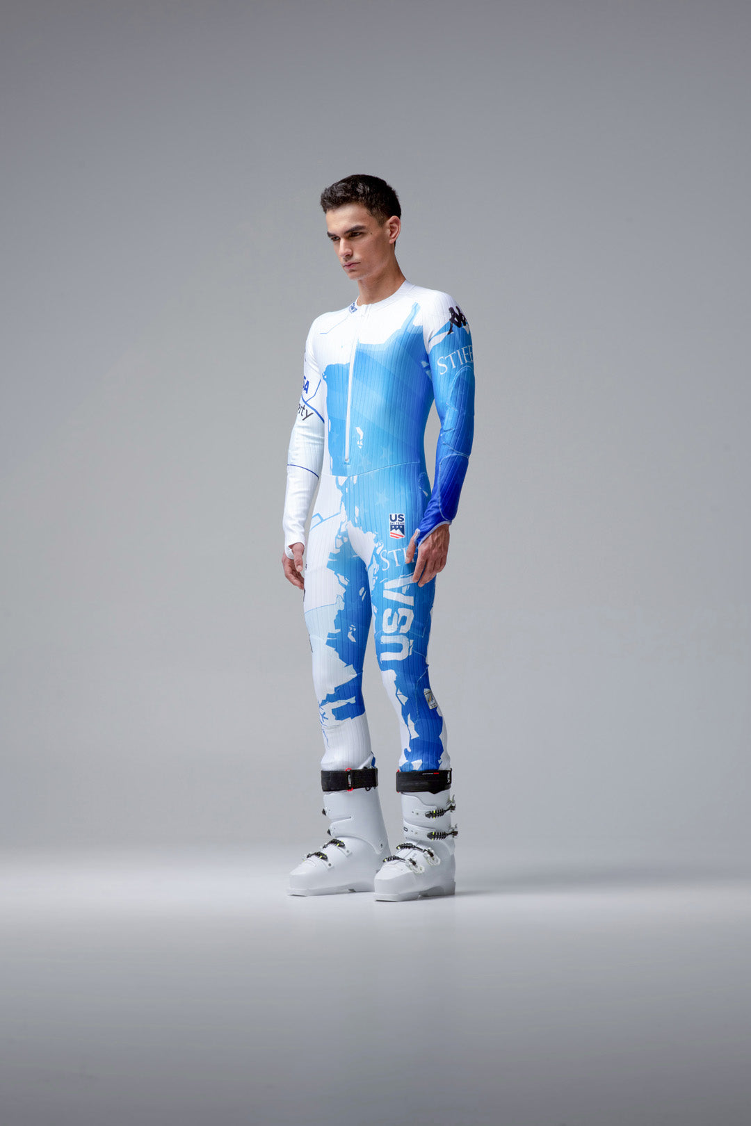 Male model wearing Kappa Protect Our Winter Collaboration Ski suit.