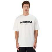 Man wearing Kappa Authentic Nhisso T-Shirt in White. Front view.