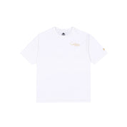 White t-shirt with Kappa lettering in rich gold yellow. Front view.