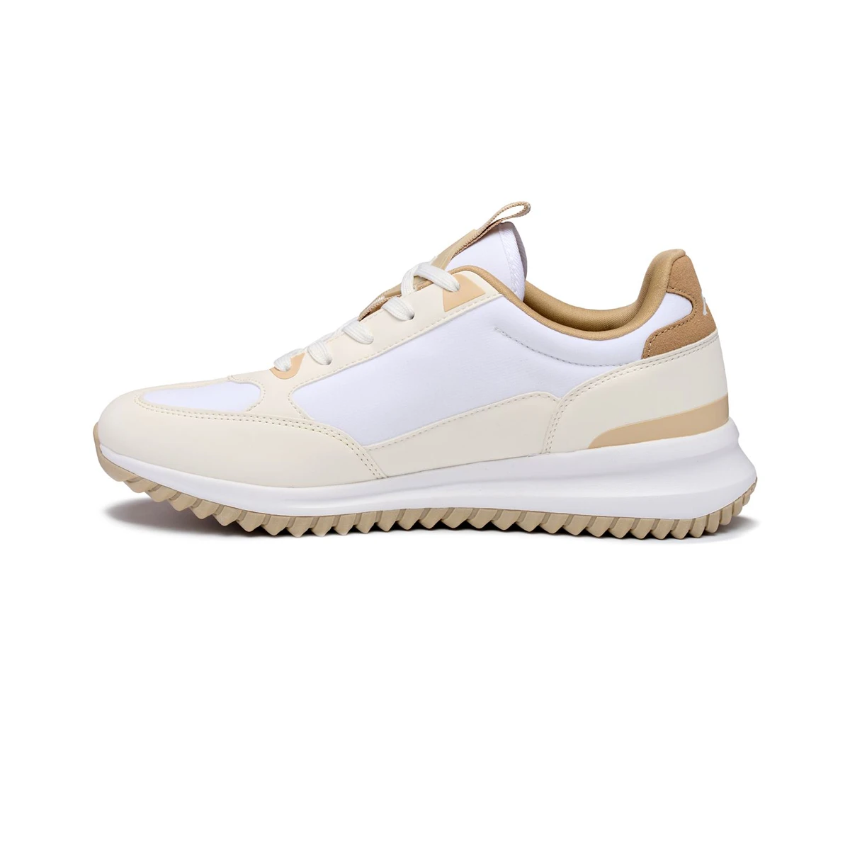 White and beige sneaker on a white background