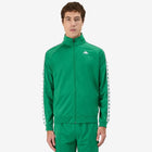 #color_green
Man wearing green Kappa track jacket with white and green banda going down the arms and Omini logo in white on left side. Front view.
