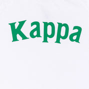 Kappa lettering on the front in green, detail image.