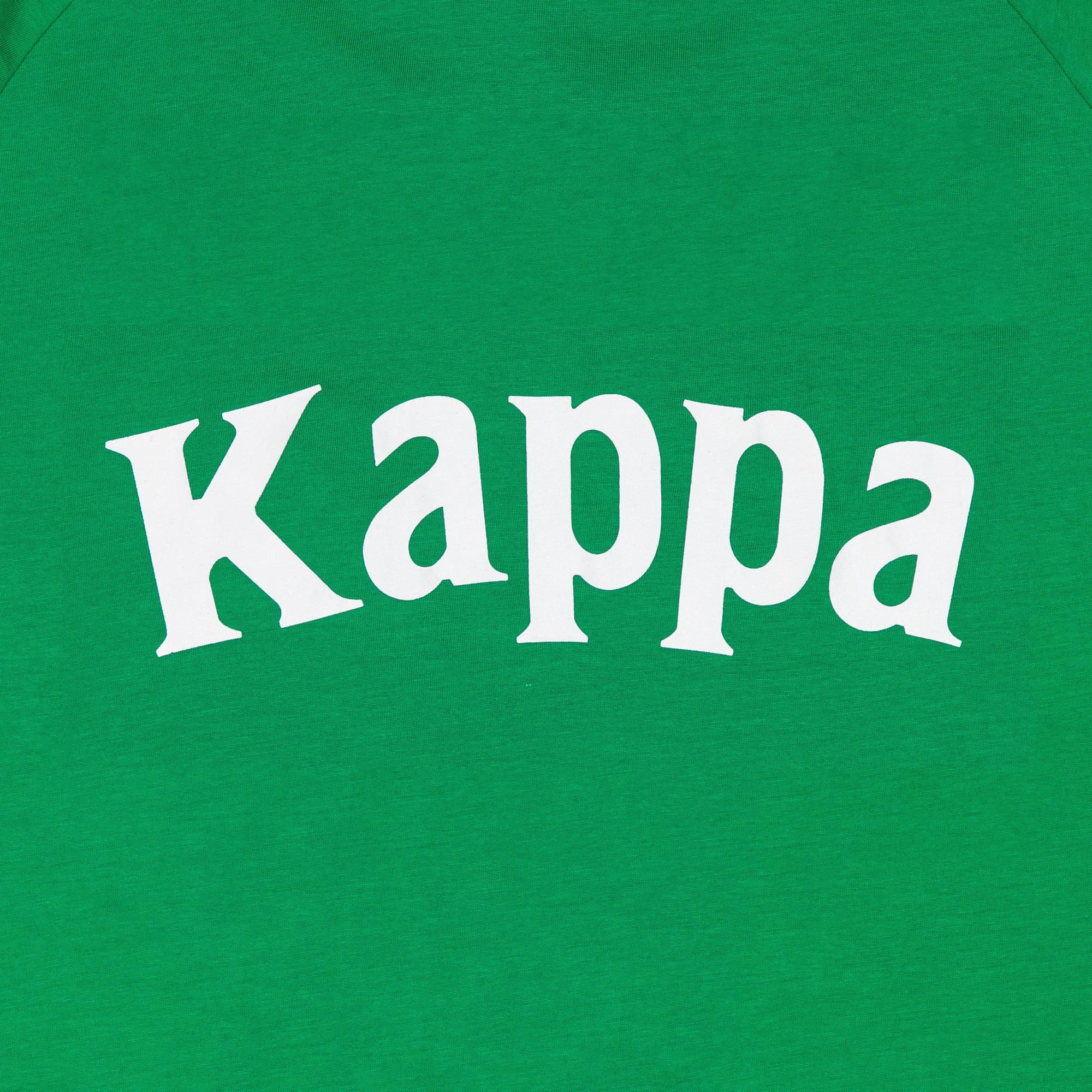 Kappa lettering on the front in white, detail image.