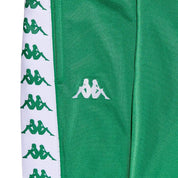 222 Banda Rastoria Slim Pants - Green Tee White. Detail view of Kappa Omini logo.