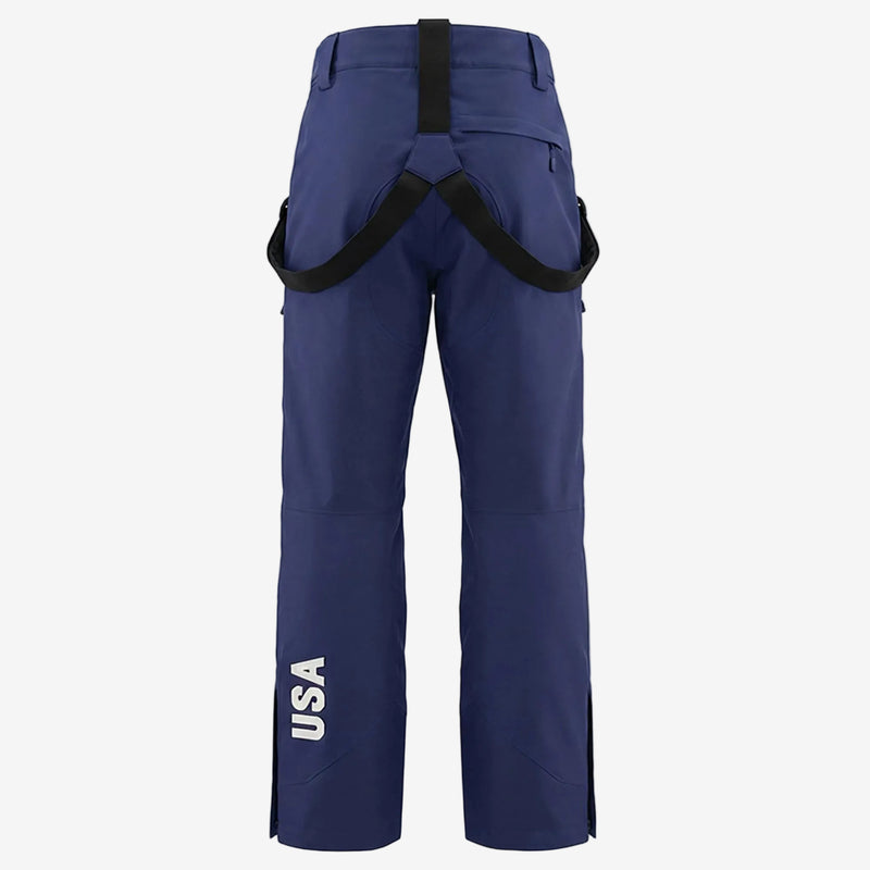 Navy blue pants with USA logo on a white background