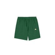 Green shorts with golden yellow Kappa Omini logo on left leg.