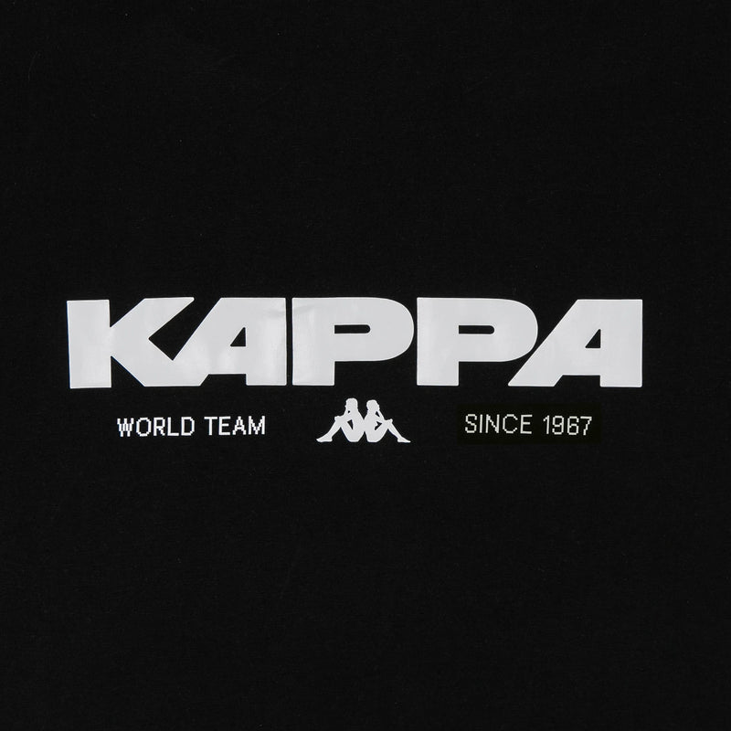 Detail view of white lettering. Reads "Kappa World Team Since 1967"
