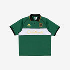 Green Polo with black, white, and gold detailing. Front reads Authentic with Kappa logos.