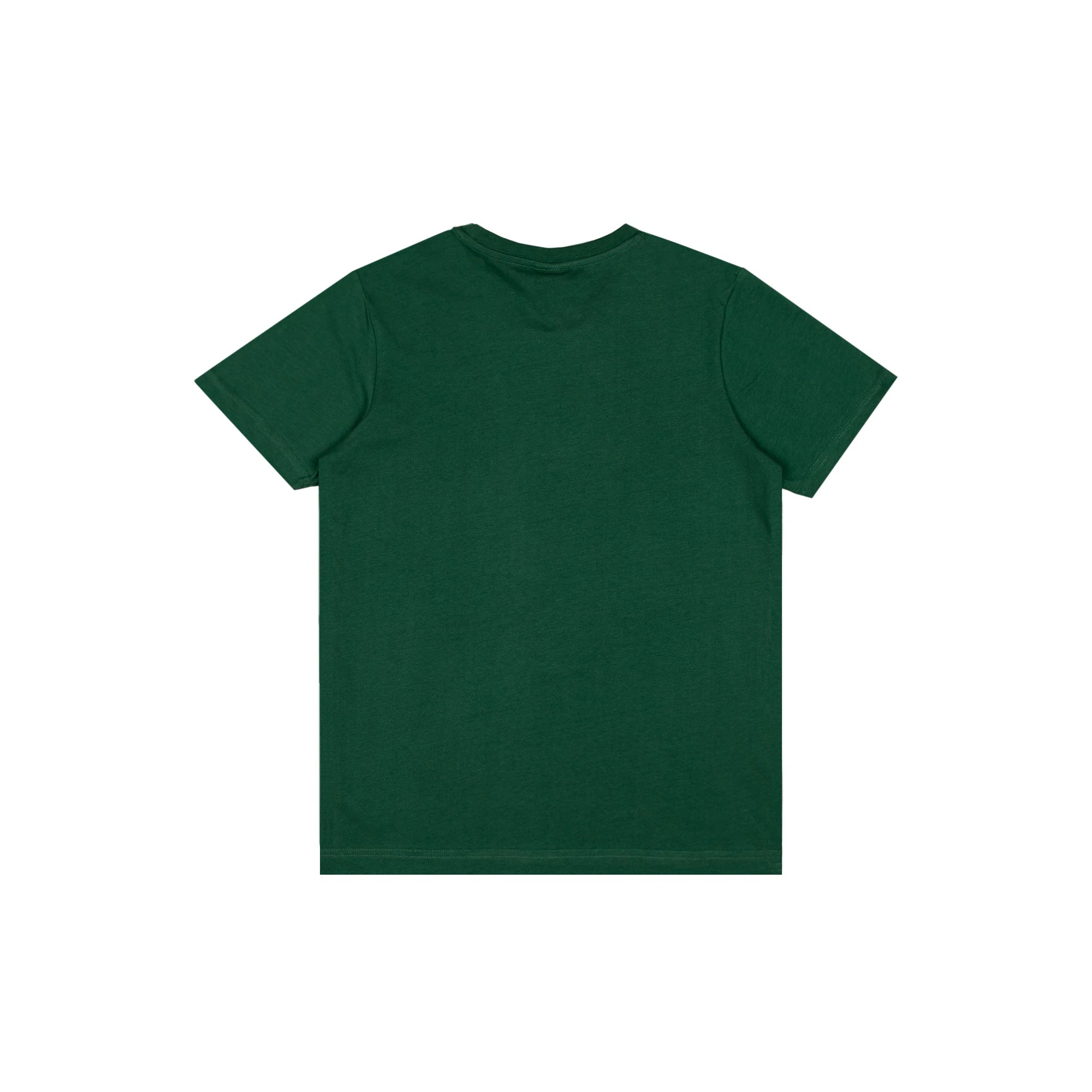 Back of dark green t-shirt.