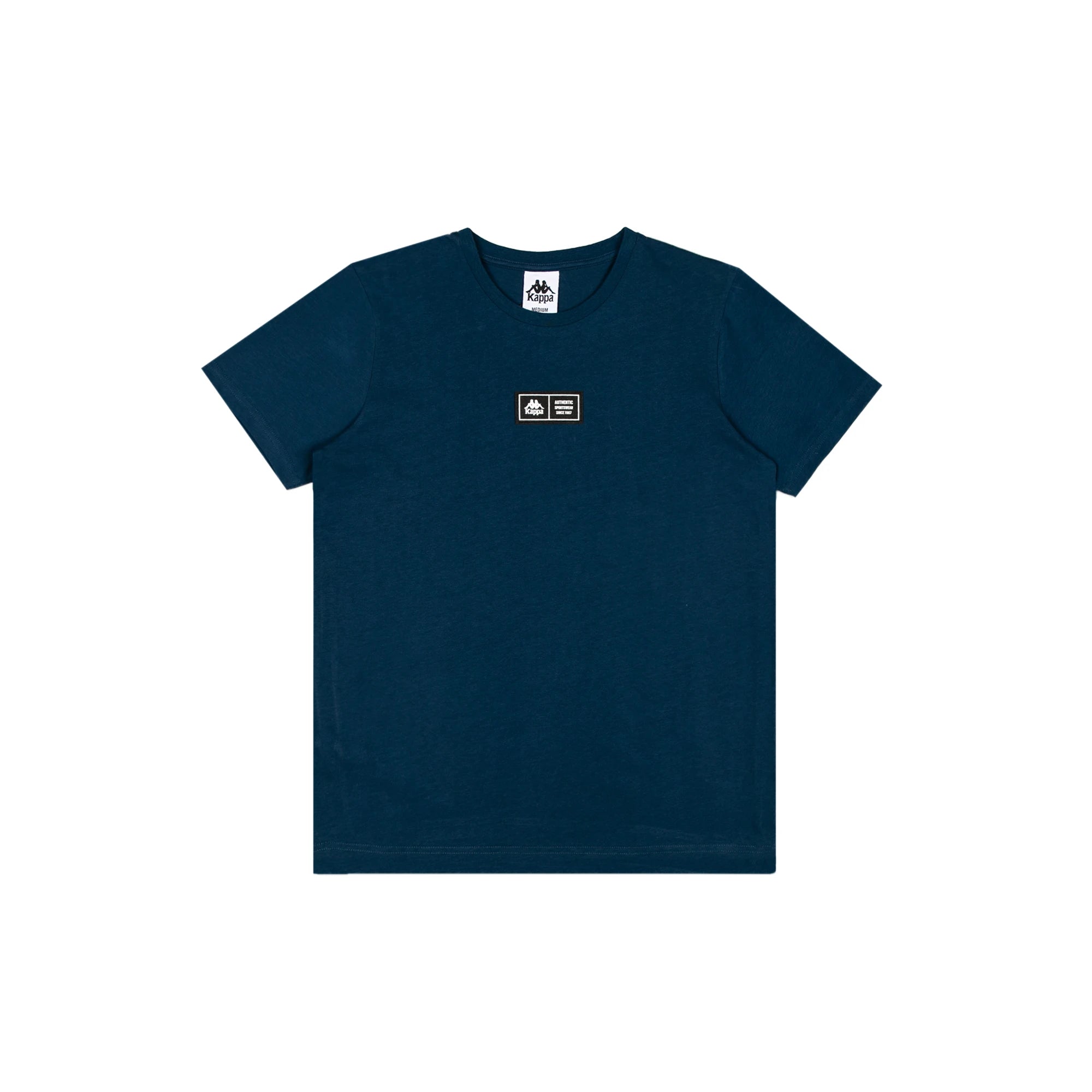 Dark blue t-shirt with silicone kappa logo on front.