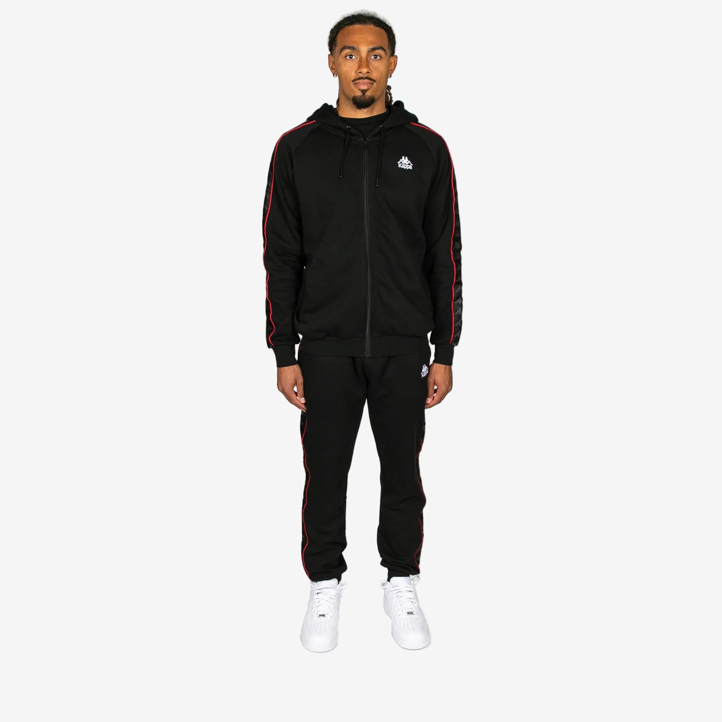Black Red & White Stripe Track Pants - Unisex | Kappa USA