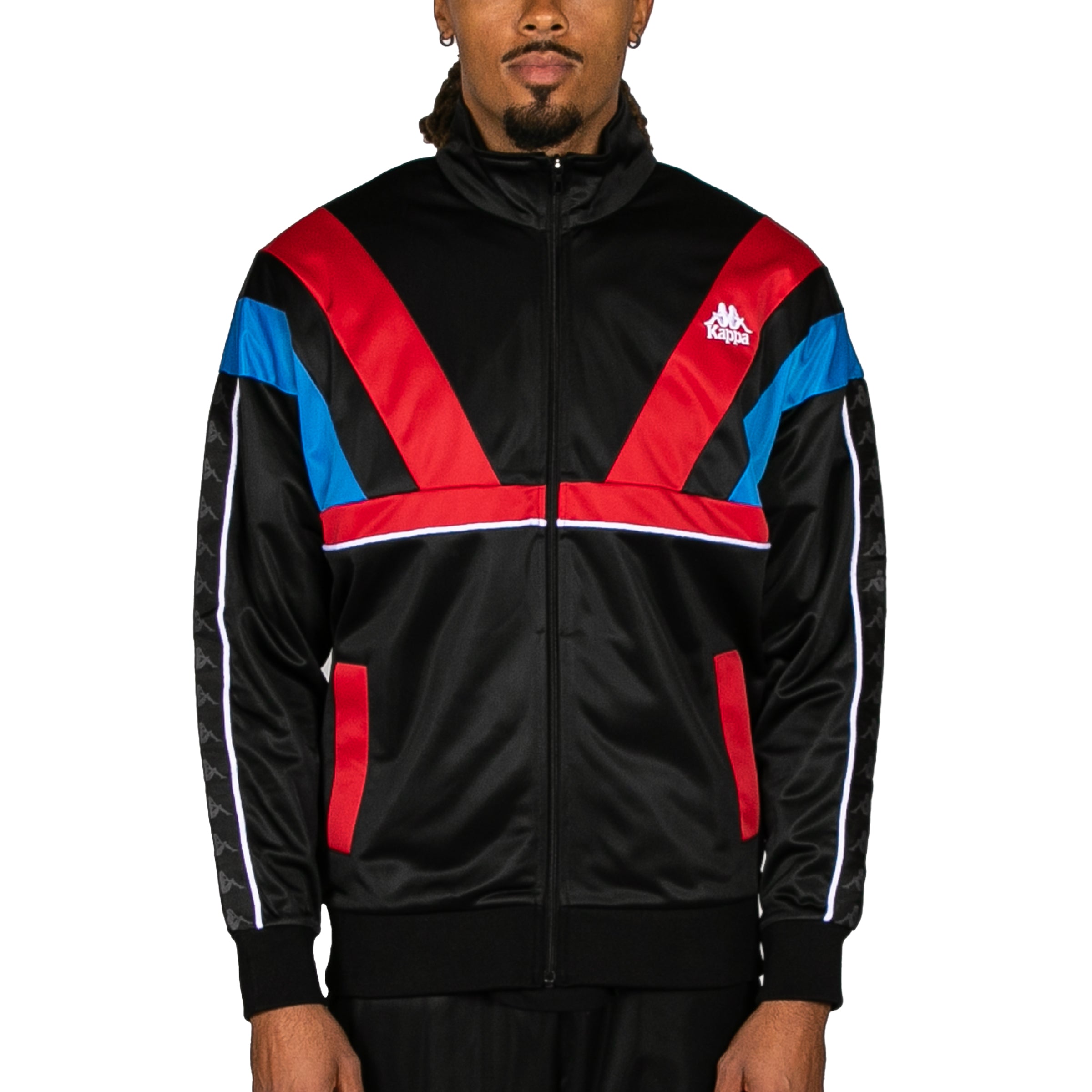 222 Banda Orlando Zip Up Fleece - Black Red Racing Blue Sea
