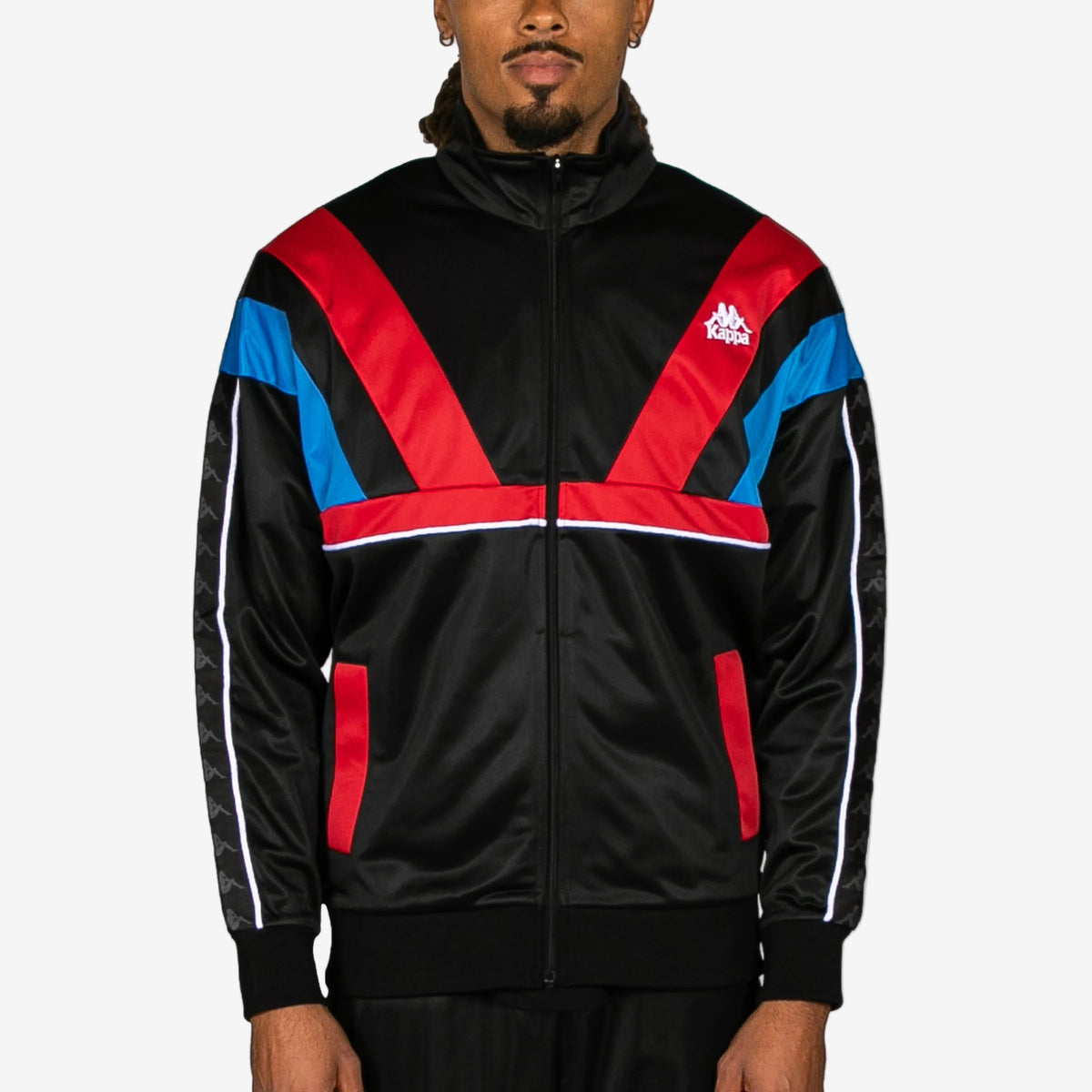 Black Red & Sea Blue Zip-Up Fleece (Unisex) | Kappa USA
