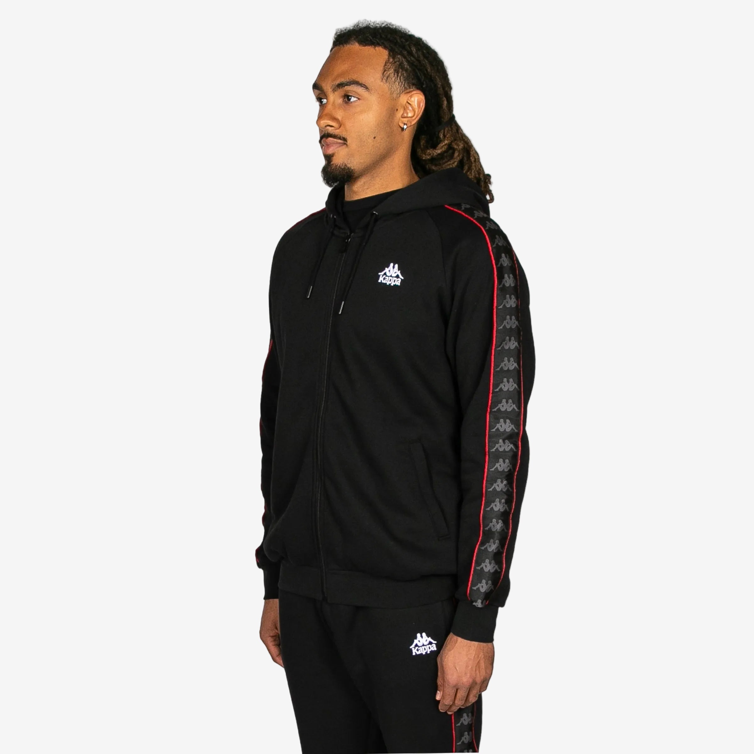 Banda Zamin Black Red & White Zip-Up Hoodie | Kappa USA