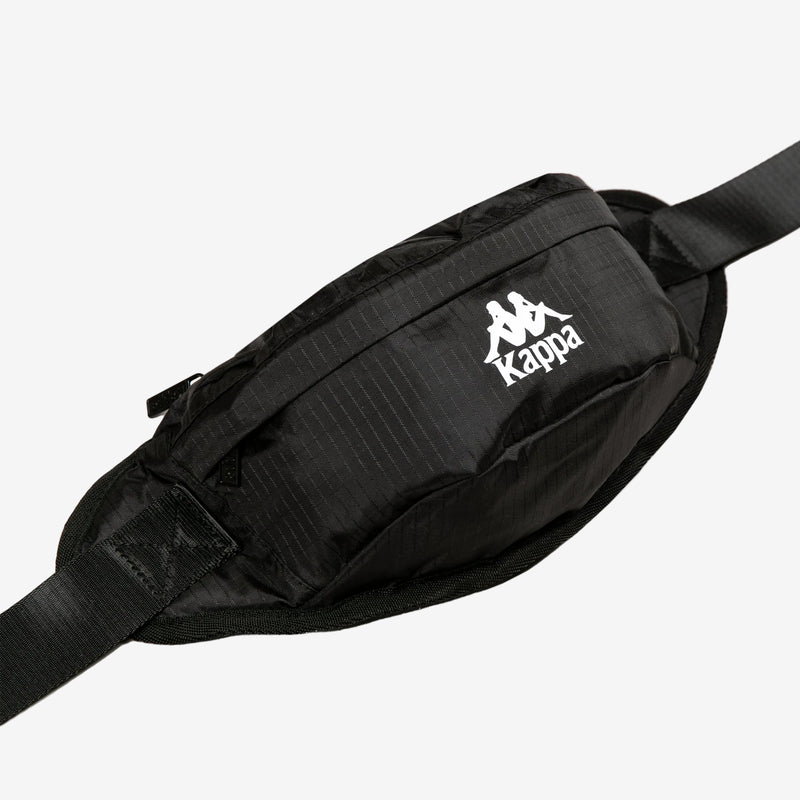 Black waist bag with Kappa logo on a white background