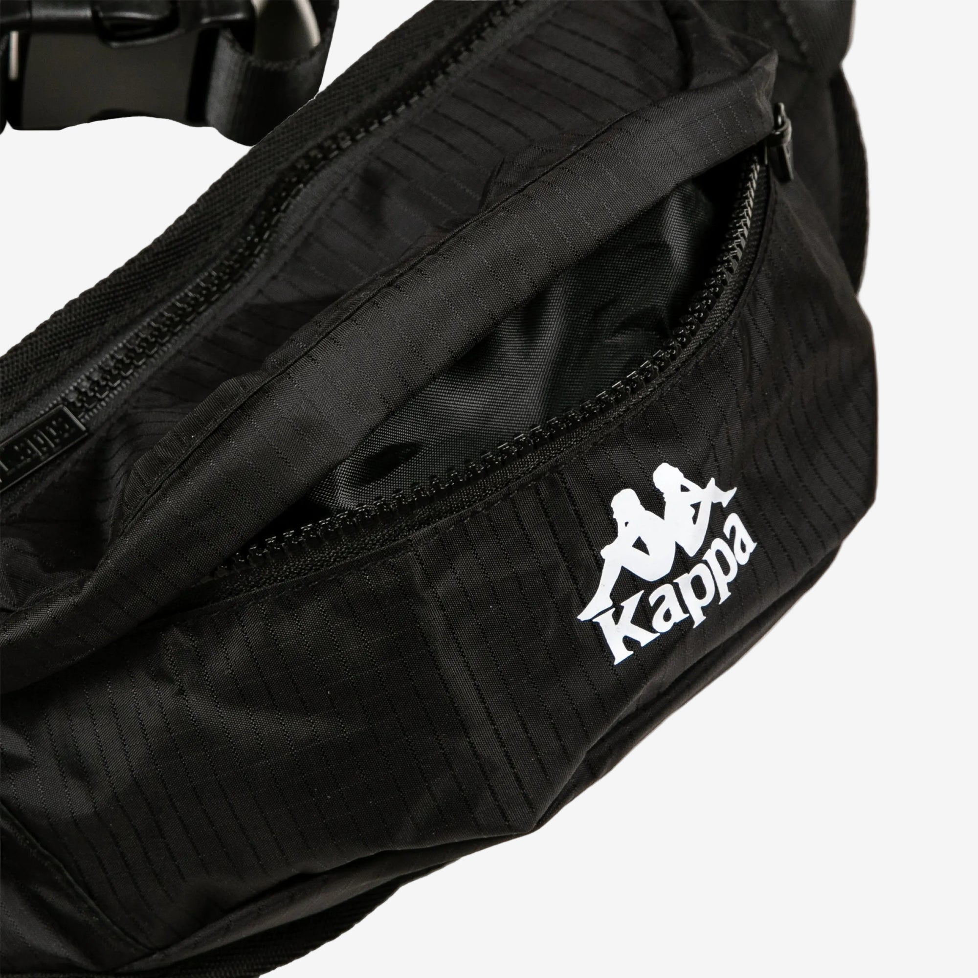 Black waist bag with Kappa logo on a white background