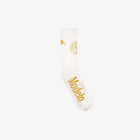 Davenob Modelo Socks in White Milk and Gold. Displays one showing Modelo and Kappa logos.