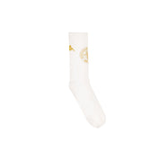 Davenob Modelo Socks in White Milk and Gold. Displays one showing Modelo and Kappa logos.