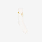 Davenob Modelo Socks in White Milk and Gold. Displays one showing Modelo and Kappa logos.