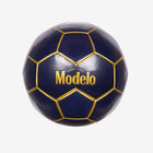 Blasty Modelo Soccer Ball in dark blue with gold details showing the large Modelo logos.