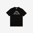 Black t-shirt with Kappa Omini logo in white. Front view.