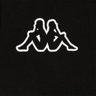 Black t-shirt with Kappa Omini logo in white. Detail view.