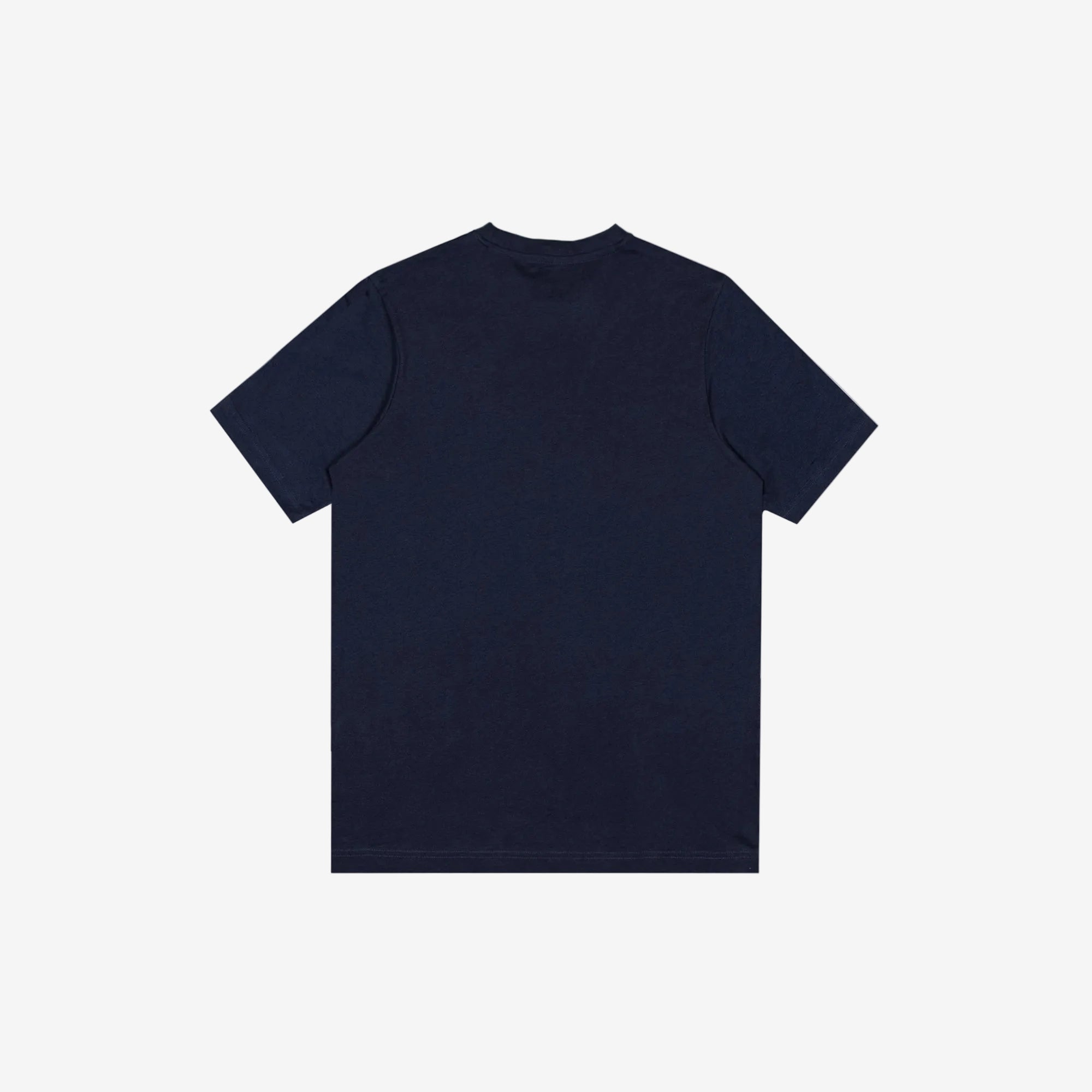 Dark blue t-shirt. Back view.