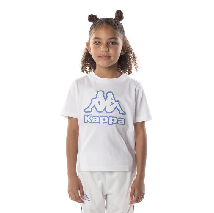 Kids Logo Tape Bant T-Shirt - White Blue