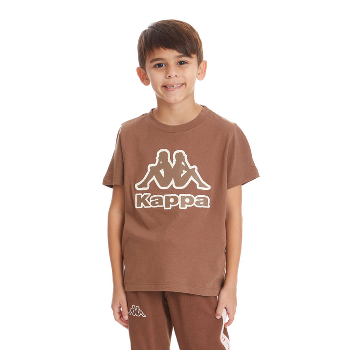 Kids Logo Tape Bant T-Shirt - Brown