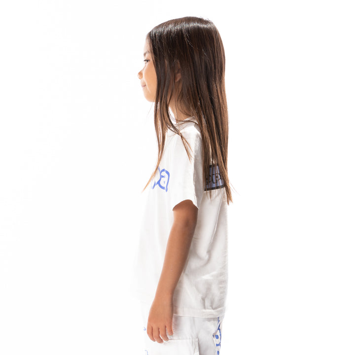Kids Logo Tape Erco T-Shirt - White Blue
