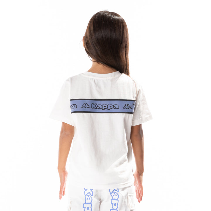 Kids Logo Tape Erco T-Shirt - White Blue