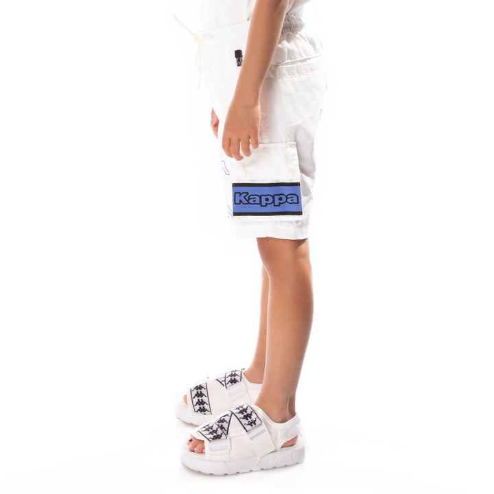 Kids Logo Tape Esso Cargo Shorts - White Blue