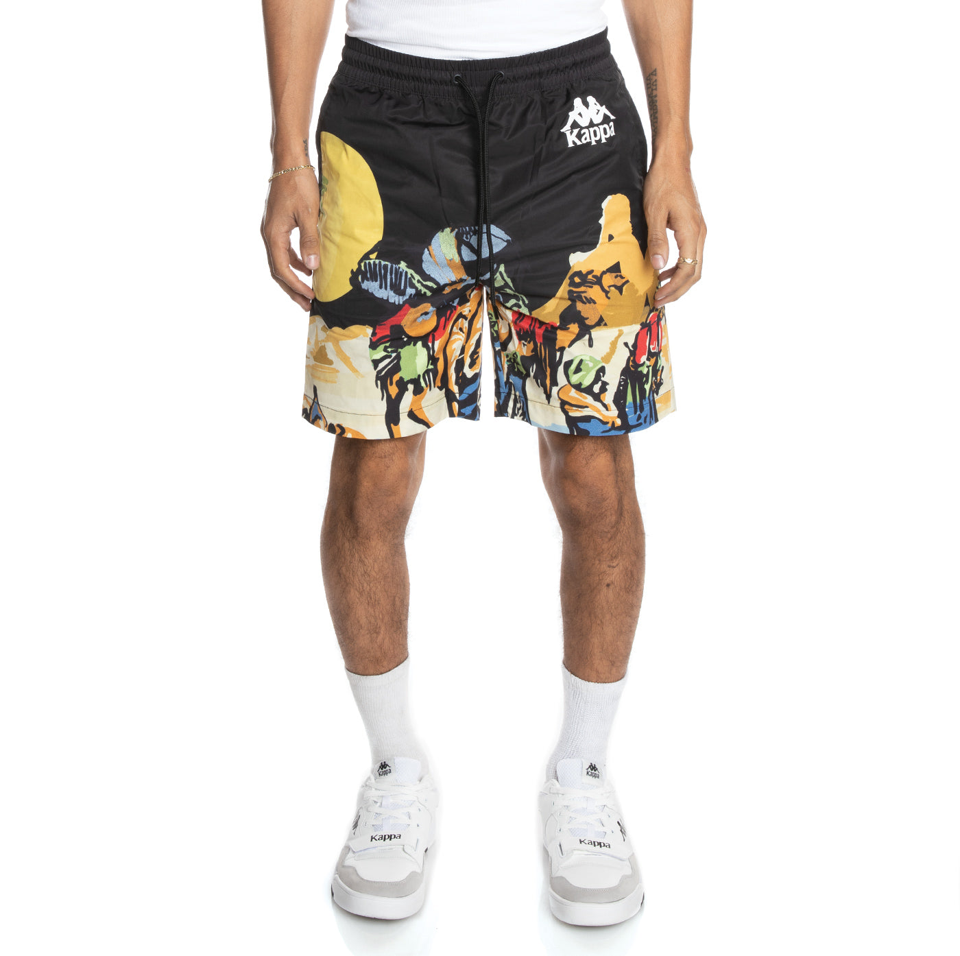 Kappa Men's Authentic Oasis Shorts in Jet Black. Front view.