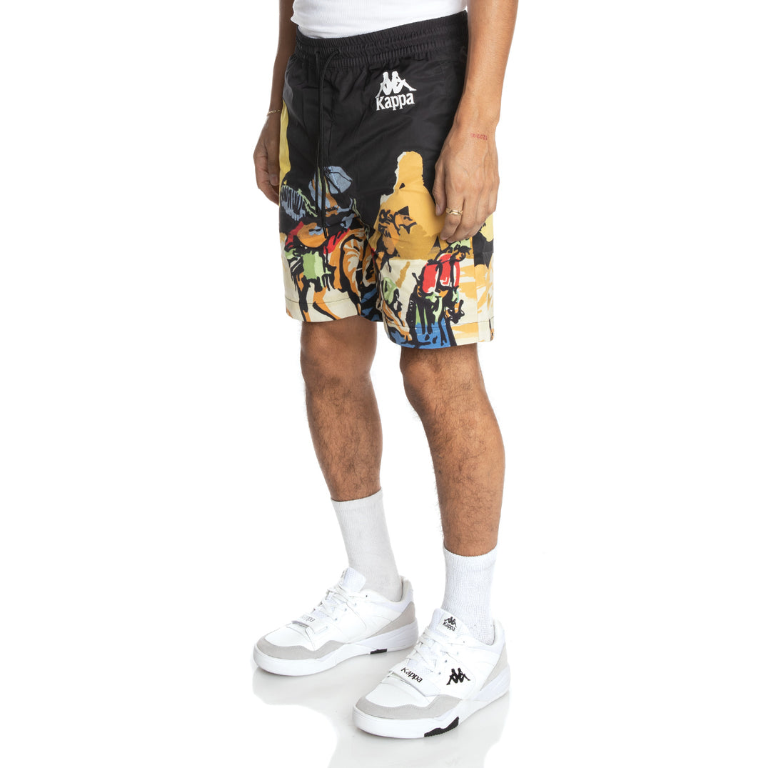 Kappa Men's Authentic Oasis Shorts in Jet Black. Side view.